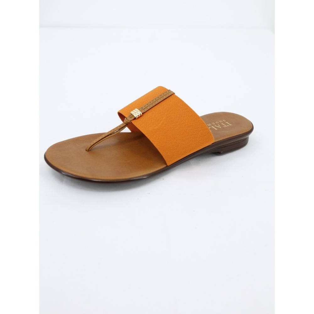Italian Shoemakers Afia Orange Stretch Thong Sandals Slip On Italy 9.5